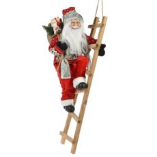 DekorStyle Vánoční figurka Santa Clause na žebříku Mikolaj 65 cm červená