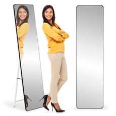 ModernHome Veľké stojace zrkadlo s úzkym rámom 148 cm