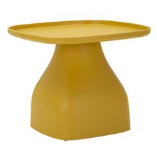 Estila Dizajnový zaoblený štvorcový pastelovo žltý príručný stolík Avanguardio s keramickým vzhľadom 48 cm