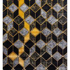 Dywany Łuszczów Kusový koberec Gloss 400B 86 3D geometric black/gold - 80x150 cm