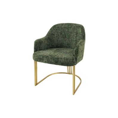 Estila Štýlová art deco tmavá zelená jedálenská stolička Hejdy s kovovou zlatou podstavou do tvaru U 81 cm
