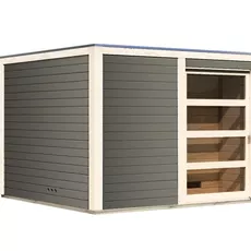 Vonkajšia fínska sauna s predsieňou 276 x 276 cm Dekorhome Šedá