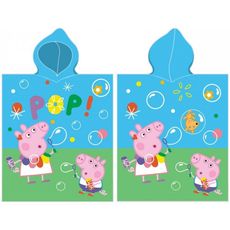 Detské / chlapčenské pončo - osuška s kapucňou Prasiatko Peppa - motív Bublinková párty - 100% bavlna - 55 x 110 cm