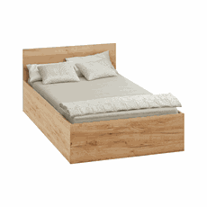 Posteľ s kovovým roštom a úložným priestorom, 120x200, dub craft zlatý, DOLI