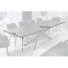 Jedálenský stôl Euphoria 180-220-260cm keramický grafitový vzhľad