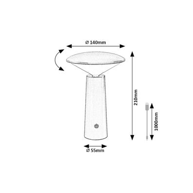 Rabalux 77147-LED Stm. nab. dot. stolná lampa POLPERRO LED/3W/3,7V 1200mAh čierna