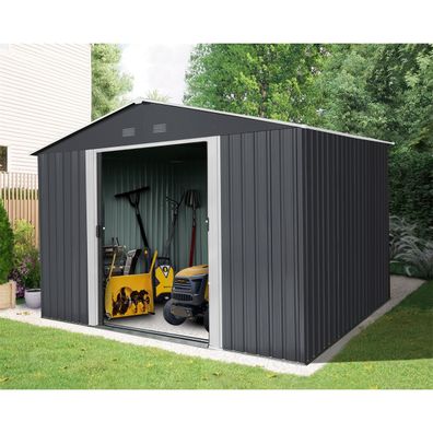Riwall PRO RMSA 8x10 Anthracite záhradný domček kovový 3 x 2,4 m so sedlovou strechou antracit