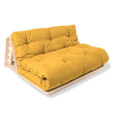 MarLiving Rozkládací futonová pohovka LAYTI 01 140 cm z masivu/žlutá