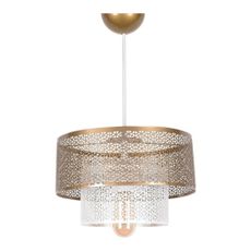 Závesné svietidlo v bielo-zlatej farbe s kovovým tienidlom ø 26,5 cm – Opviq lights