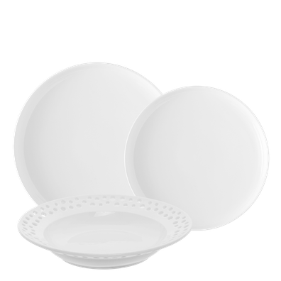 Porcelánový set, perforovaný 18 ks - Flow - W0127