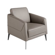 Estila Luxusné kožené kreslo Forma Moderna so sivým poťahom z pravej kože a čiernymi kovovými nožičkami 78 cm