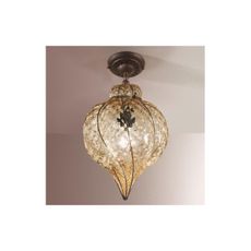 SIRU - Prisadený luster GOCCIA 1xE27/60W/230V pr.25 cm béžová/hnedá benátske sklo