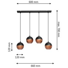 LED Luster na lanku MIDWAY 4xGU10/4,8W/230V čierna/medená