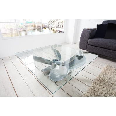 Estila Štýlový konferenčný stolík Helice I v tvare lodnej skrutky v striebornom prevedení 85cm