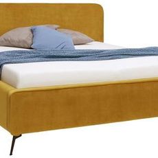 Moderano ČALÚNENÁ POSTEĽ, 180/200 cm, textil, kompozitné drevo, kari žltá