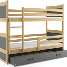 Interbeds Rico poschodová posteľ 190cm x 80cm borovicové drevo prírodno-sivá