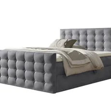 Wilsondo Čalúnená boxspring manželská posteľ s vrchným matracom Calvani - sivá Rozmer: 180x200