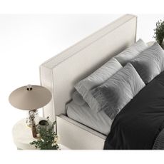 Krémová čalúnená dvojlôžková posteľ s úložným priestorom s roštom 160x200 cm Lounge L – Maison de Rêve