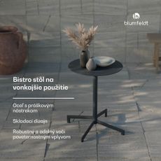 Blumfeldt UrbanEdge bistro stôl, barový stôl, 60 cm, skladací, prášková farba, odolný voči poveternostným vplyvom