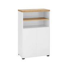 Biela vysoká kúpeľňová skrinka v dekore duba 60x102 cm Thessa – Støraa