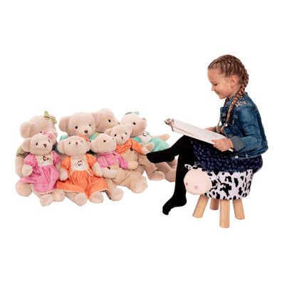 KONDELA Maden Girl Typ 2 plyšový medveď 65 cm smotanová / modrá