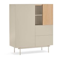 Vysoká komoda v dekore duba v béžovo-prírodnej farbe 100x120 cm Otto – Teulat