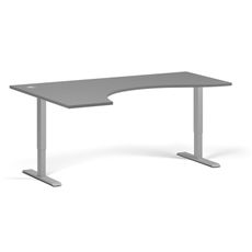Ergonomický výškovo nastaviteľný stôl, 180x120 cm, 2 motory, L/P, sivá podnož, grafit