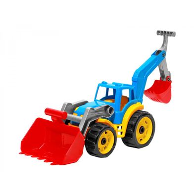 LEAN TOYS Modrý traktor + bagrová lyžica