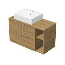 INTEDOOR Kúpeľ.skriňa+umývadl BEE, úchyt chróm, 100cm, regál vpravo, dub Hickory
