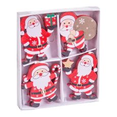 Drevené vianočné ozdoby v súprave 8 ks Santa Claus – Casa Selección