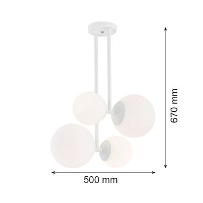 Argon 1644 - Luster na tyči ASPEN 4xE27/15W/230V biela