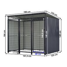 KONDELA Dogny Typ 2 voliéra pre psa 135x196x164 cm antracit