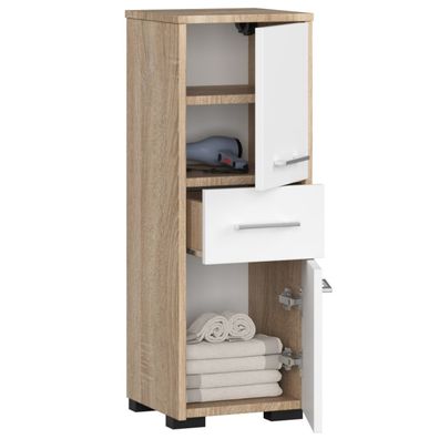 Kúpeľňová skrinka Fin 2D 1SZ dub sonoma/ biela