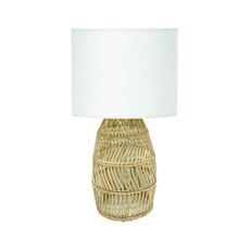 Stolná lampa 1xE27/25W/230V ratan/biela
