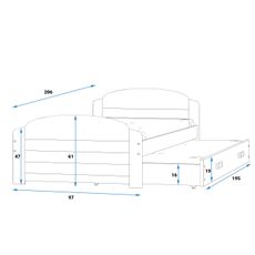 Interbeds Jednolôžková posteľ Lili3 Grafit pre teenagerov 200x90 s matracom, rozkladacia - modrá