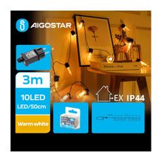 Aigostar - LED Vonkajšia dekoratívna reťaz 10xLED/3m IP44 teplá biela