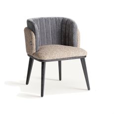 Estila Art-deco čalúnená jedálenská stolička Van Cleef s vrstveným operadlom zo sivej zamatovej poťahovej latky 77cm