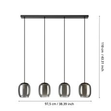 Eglo 901193 - Luster na lanku CIAMPINO 4xE27/28W/230V šedá