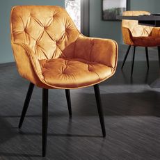 Estila Retro dizajnové čalúnené oranžové kreslo Milano s opierkami na ruky 84cm