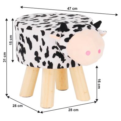 KONDELA Molly detská taburetka biela (Velvet) / čierna / prírodná