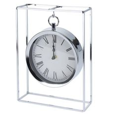 DekorStyle Stolní hodiny OROLO 25 cm stříbrné