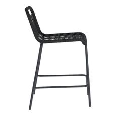 Čierna barová stolička s oceľovou konštrukciou Kave Home Glenville, výška 62 cm