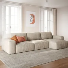 Rohová pohovka Lanzo L 360x160 cm manšestrová béžová leňoška