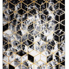 Dywany Łuszczów Kusový koberec Gloss 409A 82 3D cubes black/gold/grey - 80x150 cm