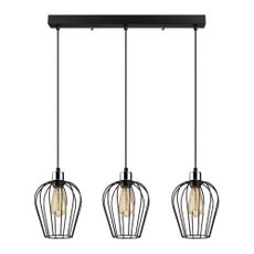 Čierne závesné svietidlo pre 3 žiarovky Opviq lights Tel Long