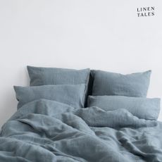 Svetlomodré ľanové predĺžené obliečky na dvojlôžko 200x220 cm - Linen Tales