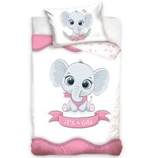 DETSKÉ BAVLNENÉ OBLIEČKY BABY ELEPHANT PINK 100X135 CM, 1KS 40X60 CM VZOROVANÉ