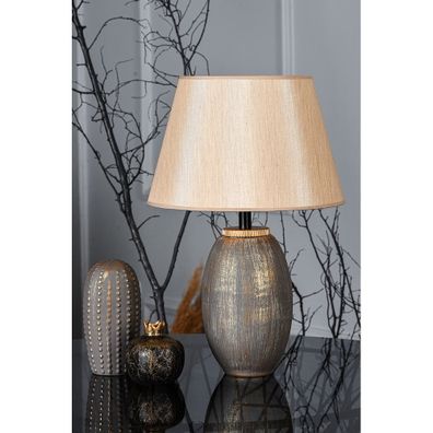 Sivo-béžová stolová lampa s textilným tienidlom (výška 46 cm) – Opviq lights