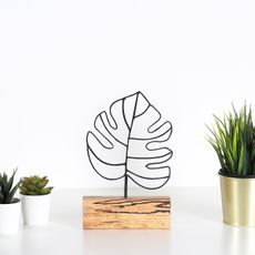 Hanah Home Kovová dekorácia Thin Leaf 28 cm čierna