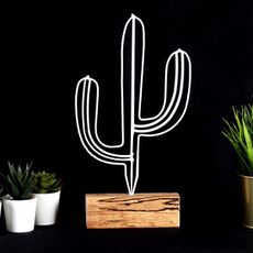 Hanah Home Kovová dekorácia Cactus 37 cm biela